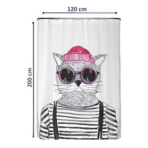 Rideau de douche PS recyclé Chat Hipster Polyester - Multicolore - 120 x 200 cm