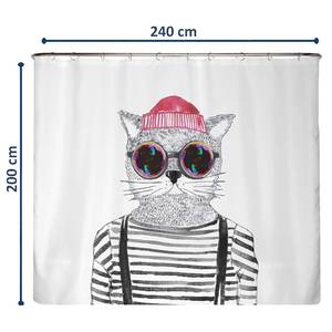 Rideau de douche PS recyclé Chat Hipster Polyester - Multicolore - 240 x 200 cm