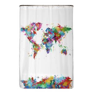 Tenda per doccia mappa del mondo Poliestere - Multicolore - 120 x 200 cm