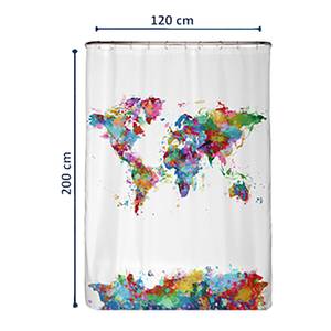 Tenda per doccia mappa del mondo Poliestere - Multicolore - 120 x 200 cm
