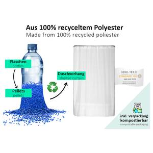 Rideau de douche PS recyclé Feuilles Polyester - Bleu