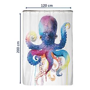 Recycling-Duschvorhang Tintenfisch Polyester - Mehrfarbig - 120 x 200 cm