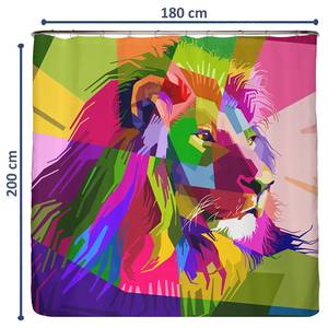 Tenda sostenibile per doccia leone Poliestere - Multicolore - 180 x 200 cm
