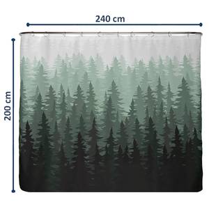 Tenda sostenibile per doccia foresta Poliestere - Verde - 240 x 200 cm