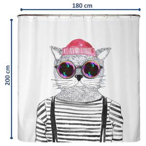 Tenda per doccia gatto hipster berlinese Poliestere - Multicolore - 180 x 200 cm