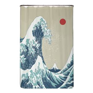 Gerecycleerd douchegordijn Japan Wave polyester - meerdere kleuren