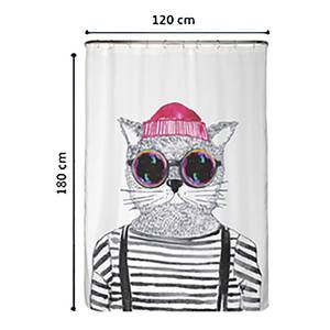 Rideau de douche PS recyclé Chat Hipster Polyester - Multicolore - 120 x 180 cm