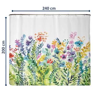 Gerecycleerd douchegordijn Bont Bloemen polyester - meerdere kleuren - 240 x 200 cm