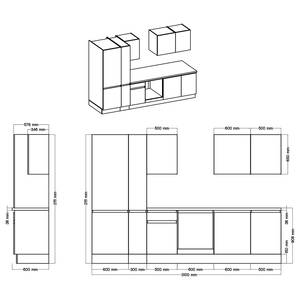 Küchenzeile Tarsus II Beton Dunkel Dekor / Eiche Artisan Dekor - Breite: 310 cm - Mit Elektrogeräten