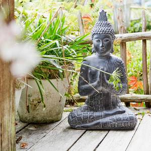 Scultura BUDDHA II Caolinite / Polvere di pietra - Grigio