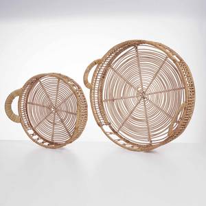 Tablett LOVEPIECE Rattan / Eisen - Natur - Durchmesser: 40 cm