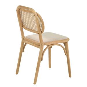 Esszimmerstuhl Porlo (2er-Set) Rattan & Webstoff / Eiche massiv - Rattan & Creme / Eiche - Eiche