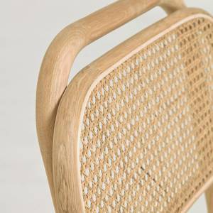 Esszimmerstuhl Porlo (2er-Set) Rattan & Webstoff / Eiche massiv - Rattan & Creme / Eiche - Eiche