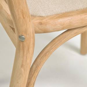 Chaises Porlo (lot de 2) Rotin et tissu / Chêne massif - Rotin et crème / Chêne - Chêne