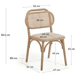 Esszimmerstuhl Porlo (2er-Set) Rattan & Webstoff / Eiche massiv - Rattan & Creme / Eiche - Eiche