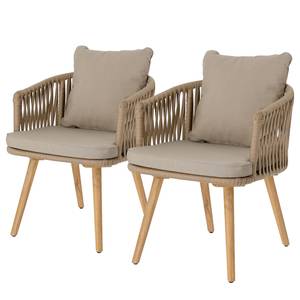 Chaises Secu (lot de 2) Tissu / Acacia massif - Taupe / Acacia