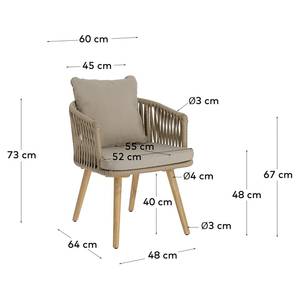 Chaises Secu (lot de 2) Tissu / Acacia massif - Taupe / Acacia