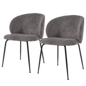 Chaises Sibari (lot de 2) Chenille / Acier - Gris / Noir