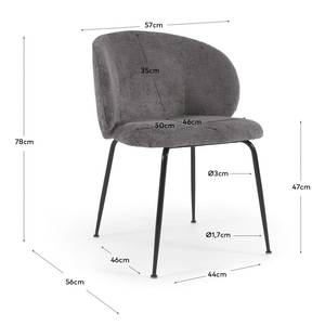 Esszimmerstuhl Sibari (2er-Set) Chentille / Stahl - Grau / Schwarz