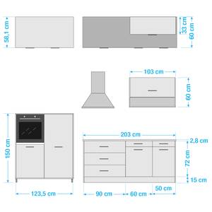 Küchenzeile Laval Eiche Furnier - Eiche / Schwarz - Ohne Elektrogeräte