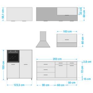 Küchenzeile Laval Eiche Furnier - Eiche / Schwarz - Mit Elektrogeräten