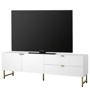 Meuble TV 2 portes 2 tiroirs L179 cm Blanc mat