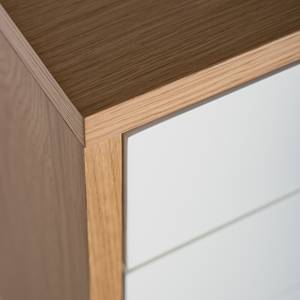 Table de chevet SEONI Plaqué bois véritable - Blanc / Chêne