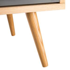 Table de chevet SEONI Plaqué bois véritable - Gris / Chêne