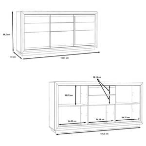 Dressoir Wilander incl. verlichting - hoogglans wit / Nelson eikenhouten look