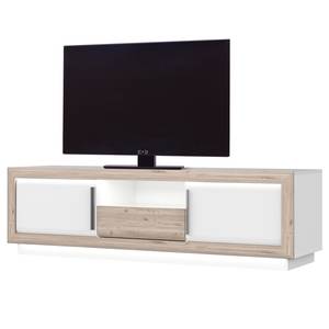 Mobile TV Wilander Illuminazione inclusa - Bianco lucido / Effetto rovere Nelson