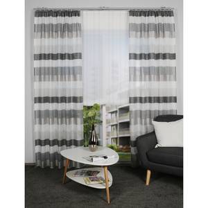 Gordijn met plooiband Olav polyester - Wit/antracietkleurig - 140 x 295 cm