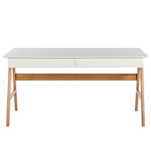 Schreibtisch Branno Eiche teilmassiv - Weiß / Eiche - Breite: 150 cm