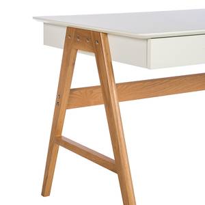 Schreibtisch Branno Eiche teilmassiv - Weiß / Eiche - Breite: 150 cm