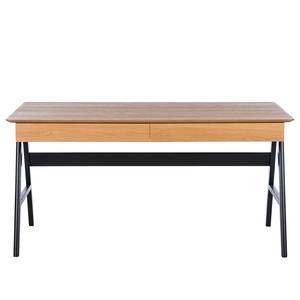 Bureau Branno deels massief eikenhout - Eikenhouten look/zwart - Breedte: 150 cm