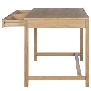 Bureau TAYLOR 2 tiroirs Rotin / Partiellement en chêne massif - Beige / Chêne