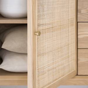 Dressoir TAYLOR 4 lades rotan/deels massief eikenhout - beige/eikenhout