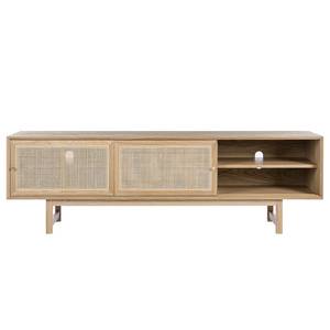 Lowboard TAYLOR rotan/deels massief eikenhout - beige/eikenhout