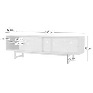 Lowboard TAYLOR rotan/deels massief eikenhout - beige/eikenhout