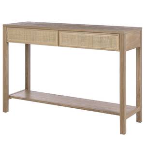 Tavolo consolle TAYLOR Rattan / Legno massello di quercia - Beige / Rovere