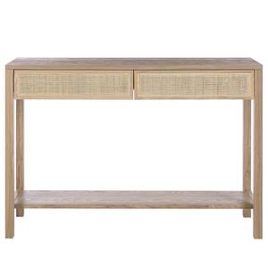 Tavolo consolle TAYLOR Rattan / Legno massello di quercia - Beige / Rovere