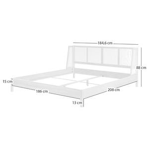 Bed TAYLOR rotan/massief eikenhout - beige/eikenhout - 180 x 200cm