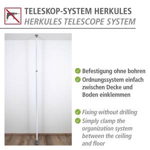 Teleskop-Kleiderstange Herkules I Metall - Weiß / Hellgrau - 1er Set