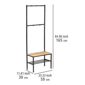 Kompaktgarderobe Geo Bambus massiv / Metall - Bambus / Schwarz