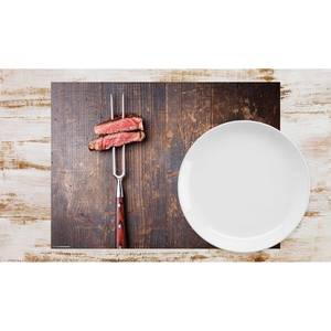 Tischset Gabel mit Steak (12er-Set) Papier - Mehrfarbig