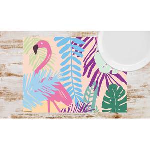 Tischset Flamingo mit Palmen (12er-Set) Papier - Mehrfarbig