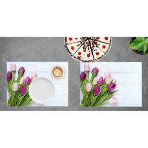 Tischset Lila Tulpen (12er-Set) Papier - Mehrfarbig