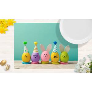 Tischset Lustige Eierköpfe (12er-Set) Papier - Mehrfarbig