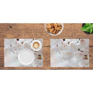Tischset Weiße Blüten (12er-Set) Papier - Mehrfarbig