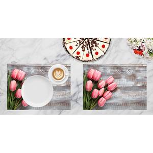 Sets de table Tulipes rosées (lot de 12) Papier - Multicolore