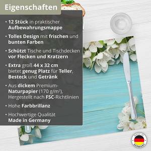 Tischset Kirschblüten (12er-Set) Papier - Mehrfarbig